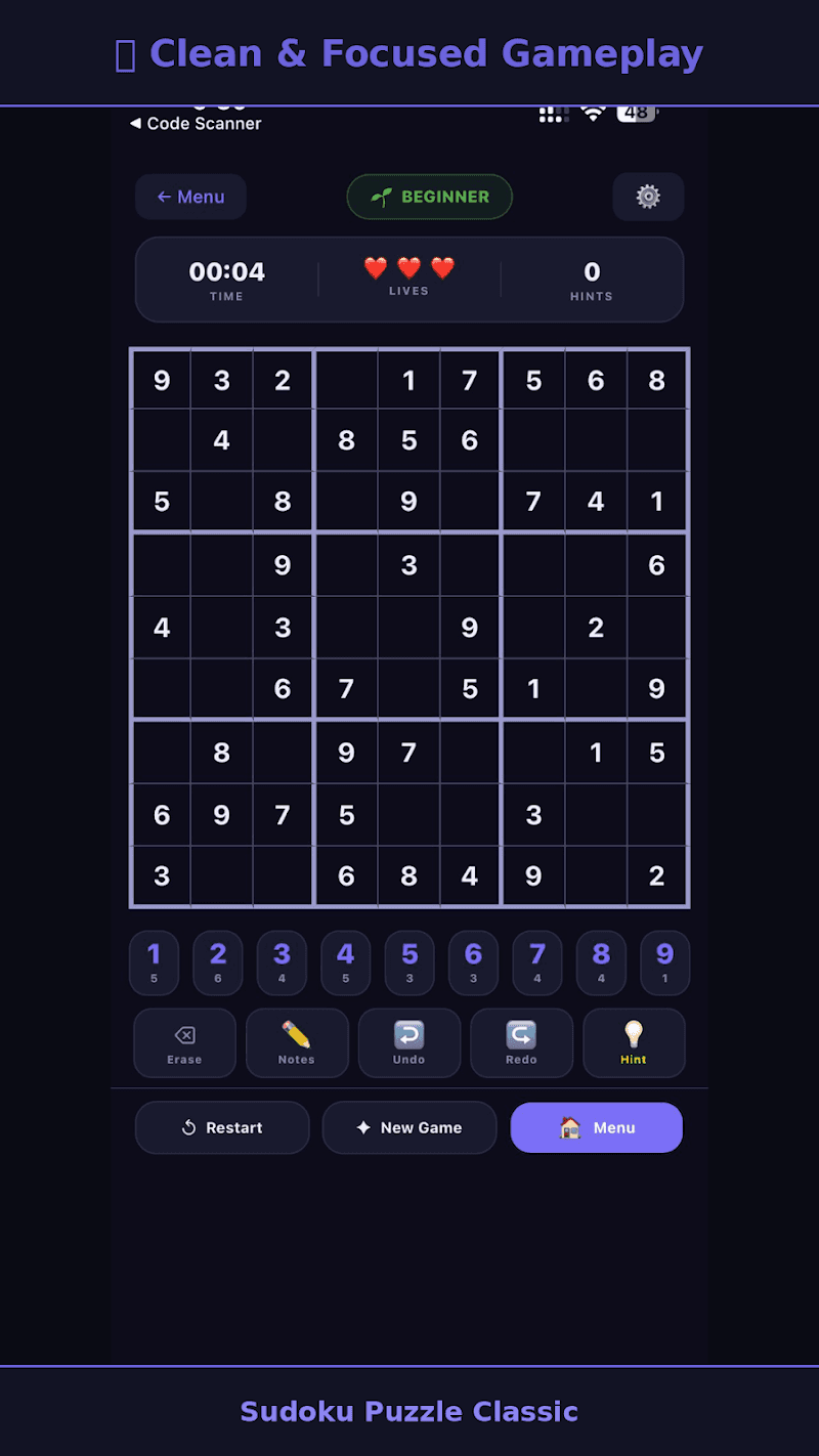 Sudoku — gameplay screenshot