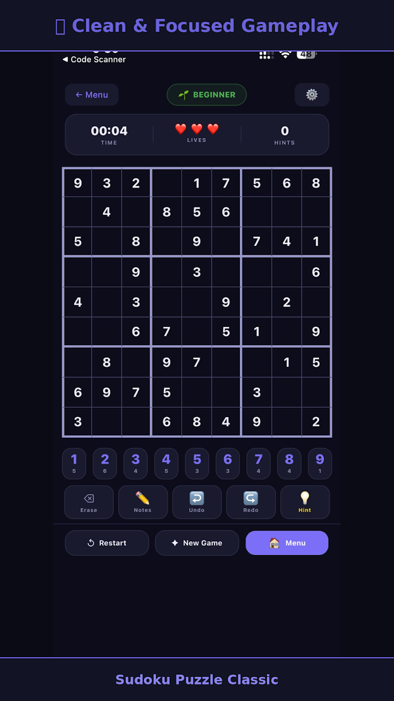 Sudoku — gameplay screenshot